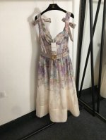 款号20253155 Zimmermann新款 风信子气质花朵印花 蝴蝶结吊带连衣裙 长裙 配腰带 杏色 S-Xl M码 胸围82 腰围68 长112