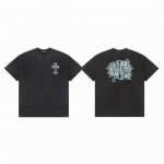 chrome Hearts Ch 克罗心 冰蓝十字架印花重工水洗做旧情侣圆领短袖T恤-顶级版本 Color：水洗黑 Size：S M L Number：2503