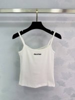 miumi* 25Ss春夏新款 胸前字母刺绣背心小吊带丨独家Yb开发！高版出品！进口高支数纯棉面料质感无敌！减龄少女气质百搭，经典修身H版型巨减瘦！时髦必备单品