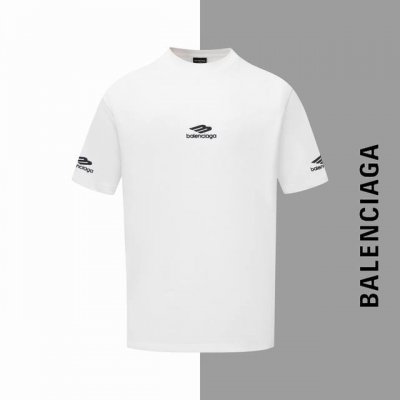 款号#Z57 巴黎多处小标刺绣圆领短袖 balenciaga官网一致款式 面料 32支双纱280克纯棉面料 同缸同色织染螺纹 颜色一致 工艺 进口机器万针多标饱