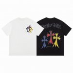 款D26 克罗心 顶级复刻 重磅爆款 顶级Tee 强势上新 Chrome Hearts S S25 重工十字架泼墨涂鸦印花金圆领短袖T恤 定织顶级 %水洗棉质面
