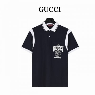 Gucci 古驰 航海系列学院风肩袖拼接短袖polo衫 原版品质，欢迎对比。前幅采用进口田岛机万针刺绣，下排小字母绣花体现进口绣花机功底。还原原版品质。纽扣定染