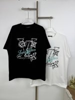 款号A6 Louisvuitton 驴家经典恶搞涂鸦印花Logo图案圆领半袖T恤短袖 男女同款 情侣款 宽松版型 颜色：黑色 白色 尺码：Xs S M L