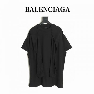 balenciaga 巴黎世家 帽子双环刺绣小标长袖袖子假两件短袖 初秋新款 杨超越同款短袖连帽极简风格配色 帽沿进口立体平纹机绣Logo装饰整件 G共计1Kg