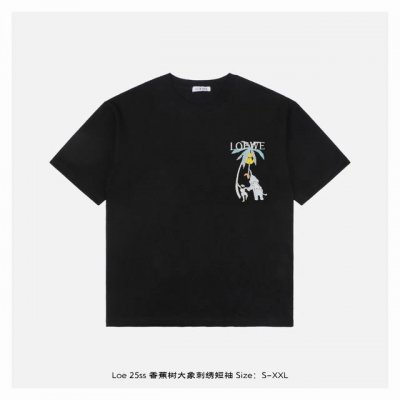 loewe 罗意威 25Ss 香蕉树大象刺绣短袖 面料采用230克重精梳棉 定制32支1*1螺纹 成衣两遍水洗处理 面料舒适亲肤无异感 定制定染面料 纺织密度高