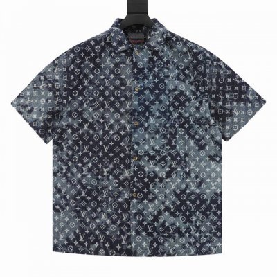 Louis Vuitton 路易威登 1V 25Ss 扎染挂毯图案夏威夷牛仔短袖衬衫 轻奢主义 男女日常通勤穿搭必备单品 正确版本 欢迎对比 详细特征 98%棉