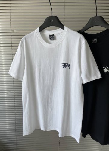 上新 ！Stussy Fw24 Built In Usa Tee pigment Dyed 背面英文Logo印花舒适圆领短袖T恤 男女同款 辅料：原版拆解开发，