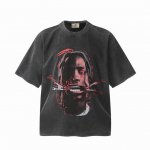 Vt950 Travis Scott斯科特Big Face人像限定浮夸搞怪印花复古水洗做旧短袖T恤 小领口设计 白墨数码直喷印花 高街复古重磅做旧水洗Vinta
