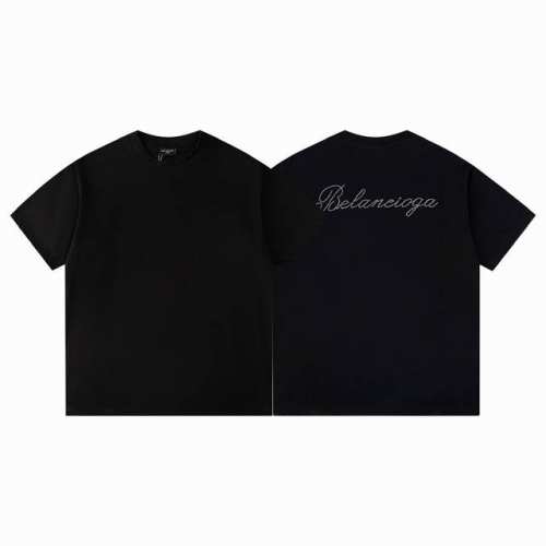 款M113 巴黎世家烫钻 Balenciaga 巴黎世家 24Ss 花字巴黎烫钻字母短袖 采用16支精梳赛络纺平纹布对板环保硫化染色，无尘烧毛加食毛工艺，确保布