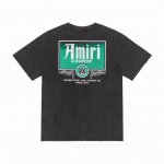 8037# ,Amiri龟裂Logo印花洗水磨边炒色宽松版T桖，采用300克重面料，颜色：黑色，尺码：S M L Xl