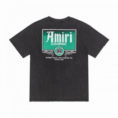 8037# ,Amiri龟裂Logo印花洗水磨边炒色宽松版T桖，采用300克重面料，颜色：黑色，尺码：S M L Xl