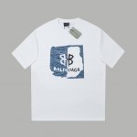 balenci*Ga 25Ss早春新款 牛仔布镂空Bb图案短袖 轻奢主义 男女日常通勤穿搭必备单品 正确版本 欢迎对比 详细特征 320克 % 纯棉双纱汗布面料