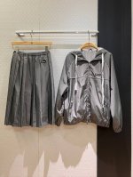 新款0001Fa76网面花苞腰拼接百褶半裙 Miu式穿搭Logo字母小标签装饰 乖巧可爱 减龄百搭可搭同款外套 Sml