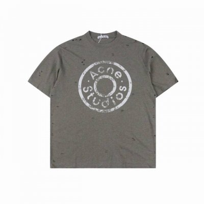 acne Studios 做旧印花短袖T恤 定制绘梦双股棉质平纹布艺 采用胶浆印花 胸前印花经过三次菲林网板修改 使用胶浆液体涂料在织物上打印图案 烘烤织物以固