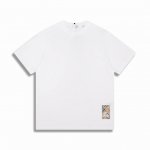 正确版高品质 Bur 格纹标签棉质圆领短袖T恤 男女同款 黑白色 Size：Xs S M L