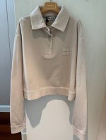 刺绣Polo卫衣 温暖的奶油杏色 刺绣徽标字母棉质Polo运动衫 采用棉质抓绒运动风Polo衫融合两种不同风格，饰以同色调刺绣徽标，男友运动风 码数:36.38