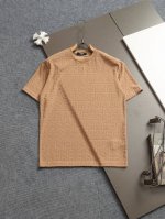 Fendi 芬迪微宽版型Xs-L 新款独家限定 25年最新最顶级 满印花Logo暗纹毛巾绣字母Logo 双袖后背格纹贴布 精美重工艺 280克洗水面料T恤作为奢