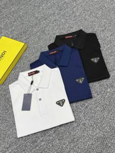 普拉达 # Ea夏季新款短袖T恤polo 客供定制珠地面料 简单时尚款 超级好看 简单大方的款式 满满的高级感 四季可穿 颜色 黑色 白色 size 48-58