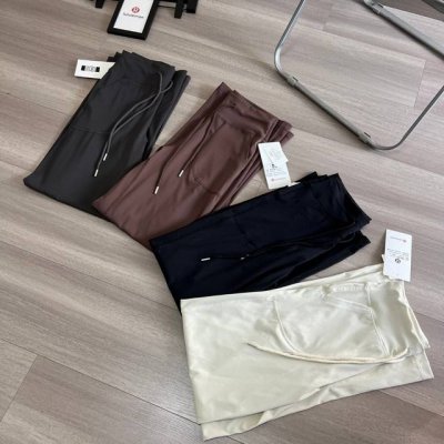 细节图！ 官网同款质感超好垂感十足 Lululemon 璐璐乐蒙Throwback Still四色直筒亲肤透爽健身运动直筒裤 高收腰腹提臀亲肤 长裤阔腿裤 原厂