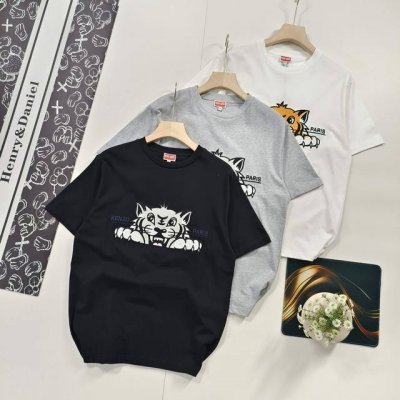尺码Xs-Xl1:1定制 2025夏季新品高田贤三Kenzo男士老虎图案刺绣短袖T恤衫 Kenzo Happy Tiger 刺绣宽松T恤 重磅平纹针织面料 正面