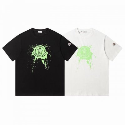 款号：M1022 Moncler 蒙口 官网同款印花图案 双纱纯棉短袖 - 260G双纱纯棉顶级面料 手感柔软 百分百纯棉独家出货 定染硫化黑无尘处理面料 -面