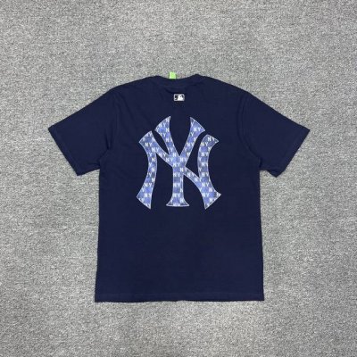 Xx060 Mlb复古牛仔老花色大标印花 Zp开版 260克克重纯棉面料 情侣款：S Xxl 藏蓝 白色