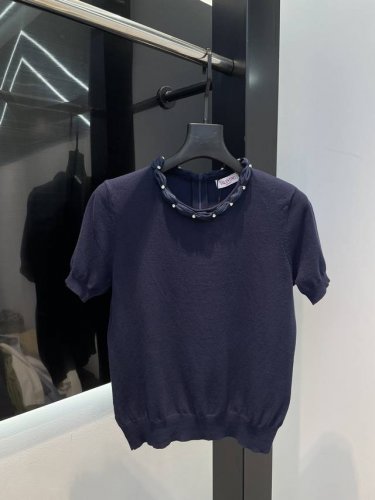 华伦天奴春日限定优雅女孩围脖重工钉珠娃娃领 精致优雅 通勤小时髦 百搭又气质 面料透气舒适 Sml