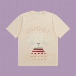 高端品质 Gucci 2025Fall 春夏系列 围栏狗狗短袖T恤 区别普通印花 定织270G32支双纱纯棉面料 宽松版型 男女同款 颜色：白 黑 杏 深咖 S