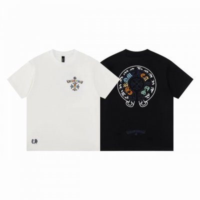 款D03 克罗心140 高品质 Chrome Hearts 克罗心 2025春夏最新基础短袖T恤，重工刺绣 潮流感十足定染纯棉面料320克，Os版型 颜色:黑