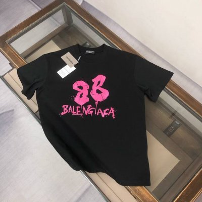 Abalen*Ciaga 巴黎世家 2025春夏最新款短袖T恤，男女同款定制专属纯棉面料，定制原版工艺螺纹，胸前喷墨涂鸦印花Logo设计！简约大方，从容百搭，档