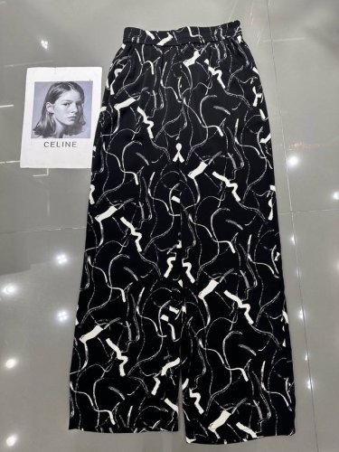 chanel 小香-新款不规则扎染印花纹冰丝裤 夏季必备 经典花色 大牌高级感满满 版型上身显瘦 单色 Smlxl