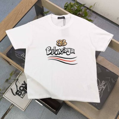 上新 款号：Tx241 2025新款Balenciaga巴黎世家联名可口可乐镂空字母图案Logo印花休闲情侣短袖T恤，轻奢高级，上身效果，绝绝子，采用250克纯