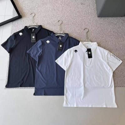 迪桑特Descente男子短袖冰丝速干polo衫夏季新款简约运动健身上衣 韩国进口冰丝速干面料 超级舒适 面料采穿起来凉嗖嗖的，特别舒服。 轻柔、软弹、速干、透