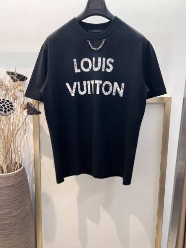 Size Smlxl 黑 白两色 男女同款 1V路易家Fw链条经典Logo理石纹路印花半袖T恤