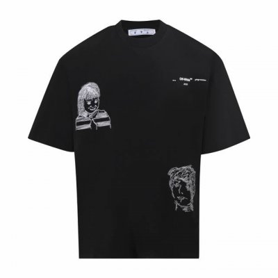 款号Of42 顶级版本 Off-White经典爆款Ow20Ss男女孩人物刺绣短袖520情侣款T恤 Oversize版型，最大码可穿到220斤左右，胖子也可以大胆