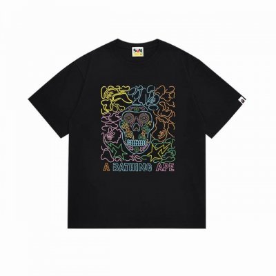 Sc021# P100 顶级版本 Bape猿人头字母印花短袖T恤日系潮牌男 采用260克优质高织纯棉面料 双纱精梳 质感柔软不起球 进口环保印花胶浆 图案鲜明立