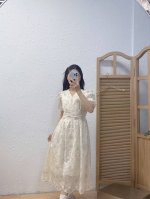 v领重工刺绣连衣裙 后腰松紧 L Xl 穿到130斤以内