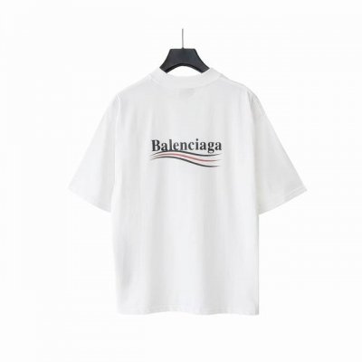 实拍细节图 +尺码表 巴黎世家 Balenciaga可乐海浪撕裂破坏短袖 经典可乐波浪印花 椭圆机进口撕裂浆工艺 激光对位下摆袖口领口磨破 整体印花无牙边 32