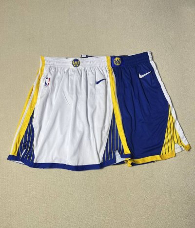 热压高版本 Nike Nba Sw球迷版 金州勇士队透气排汗系带篮球短裤 颜色：白色 蓝色 尺码：S-2Xl 面料：定制优质网眼布面料，Dri-Fit 技术导湿