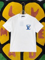 LV 2025Ss春夏新款棉质圆领短袖T恤 胸前完美拼色标识设计 顶级丝光棉面料定制 标准版型 黑 白 两色 男女同款 码数：S M L Xl Xxl