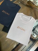 春夏新款杰尼亚圆领短T，液安眠面料，压花立体工艺，黑色茶咖色M-Xxxl