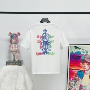 款号 K26 原版原标 2025新款克罗心Ch宝剑印花短袖 版型舒服 男女同款 采用250克纯棉材质 黑白色两色S-Xl