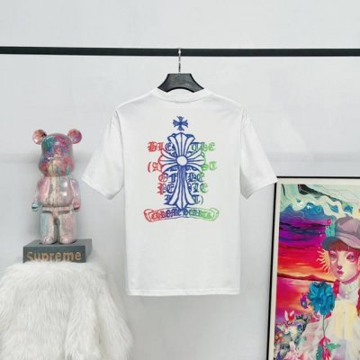 款号 K26 原版原标 2025新款克罗心Ch宝剑印花短袖 版型舒服 男女同款 采用250克纯棉材质 黑白色两色S-Xl