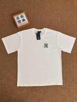 上新 顶端刺绣品质Mlb 基础款双拼刺绣白色短袖宽松男女同款情侣款 采用抗菌260克新疆长绒棉重磅面料 透气舒适 怎么洗都不起球透气轻柔的短袖 让您穿着舒适一整
