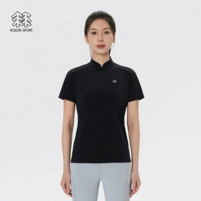 女款可隆女士半拉链短袖T恤上衣休闲运动款式Kolon Sport可隆女款半拉链短袖吸湿速干T恤亲肤透湿轻薄夏上衣Kolon Sport可隆户外休闲衣女子隐藏式半
