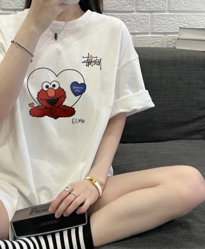 上新 斯图西怪兽印花短袖T恤 Stussy斯图西海外联名款字母短袖！300G来自美国街头的亲民潮牌，各路明星 网红博主日常穿搭的钟爱，独具一格的街头高级感！撞色