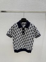 D家 早春新款 翻领字母针织短袖 颜色：宝蓝色 尺码：36.38.40