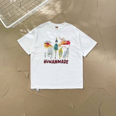 过验级Human Made插画系列人类携手反击云彩情侣款短袖T恤 2547 Human Made与插画师Keiko Sootome合作系列的第12款短袖图案T恤