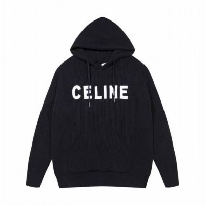 赛琳 Celine简约胸前贴布Logo口袋连帽羊毛衣 颜色 黑 黄 码数 S M L Xl Xxl