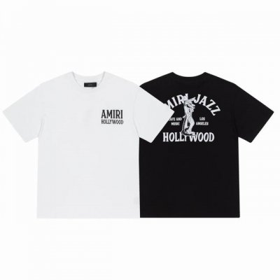 8039# Amiri新款狼人卡通宽松版T桖，采用300克重面料，颜色：黑色，白色，尺码：S M Lxl